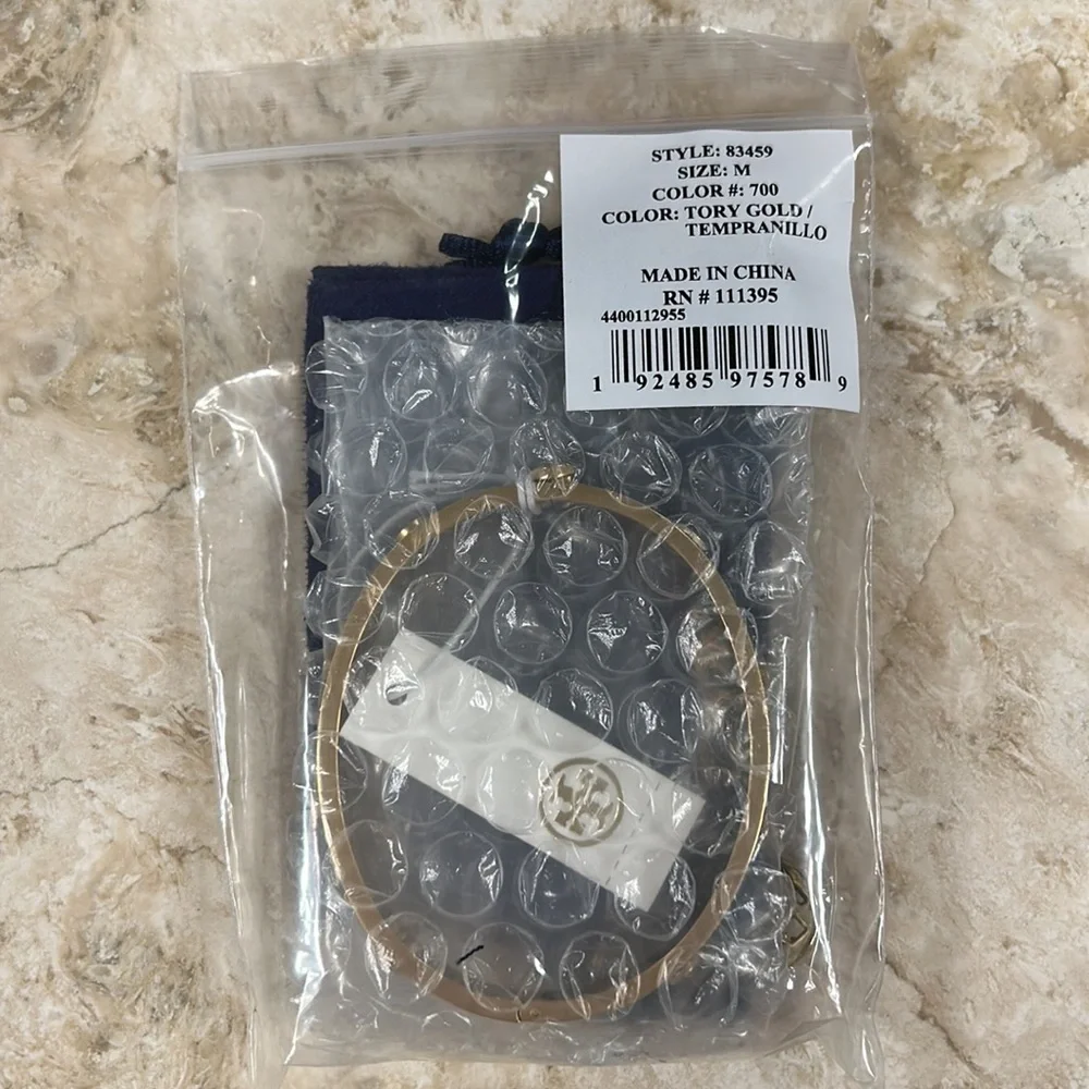 Tory Burch NWT Red and Gold Leather Studded Hinge Bracelet MSRP $198